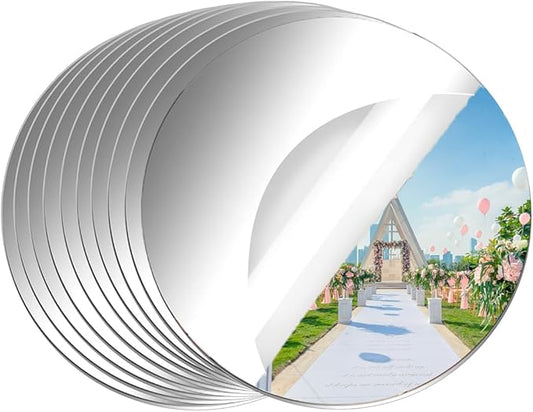 12 Pack 12" Round Mirror Centerpieces for Tables Decorations, Circle Mirror Tray Candle Plate Centerpiece Table for Birthday Wedding Party Decorations Craft Decor