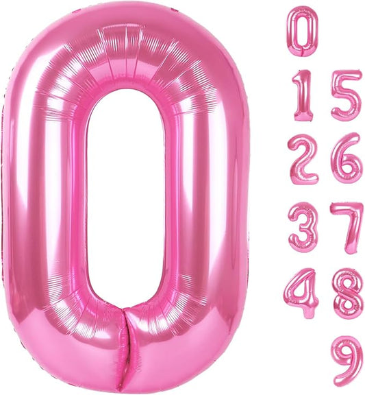 Number 0 Balloons 40 Inch Pink Number Balloons for 10 20 30 40 50 60 70 80 90 100 Numbers Balloon Birthday Decorations Wedding Event Baby Shower
