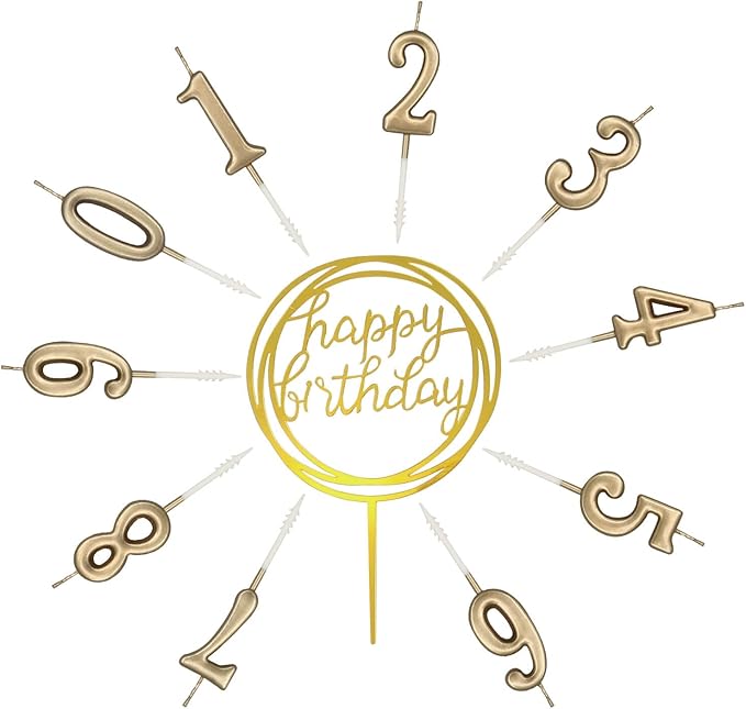 10-Piece Number Birthday Candles - Glitter Cake Toppers for Birthday & Wedding Parties