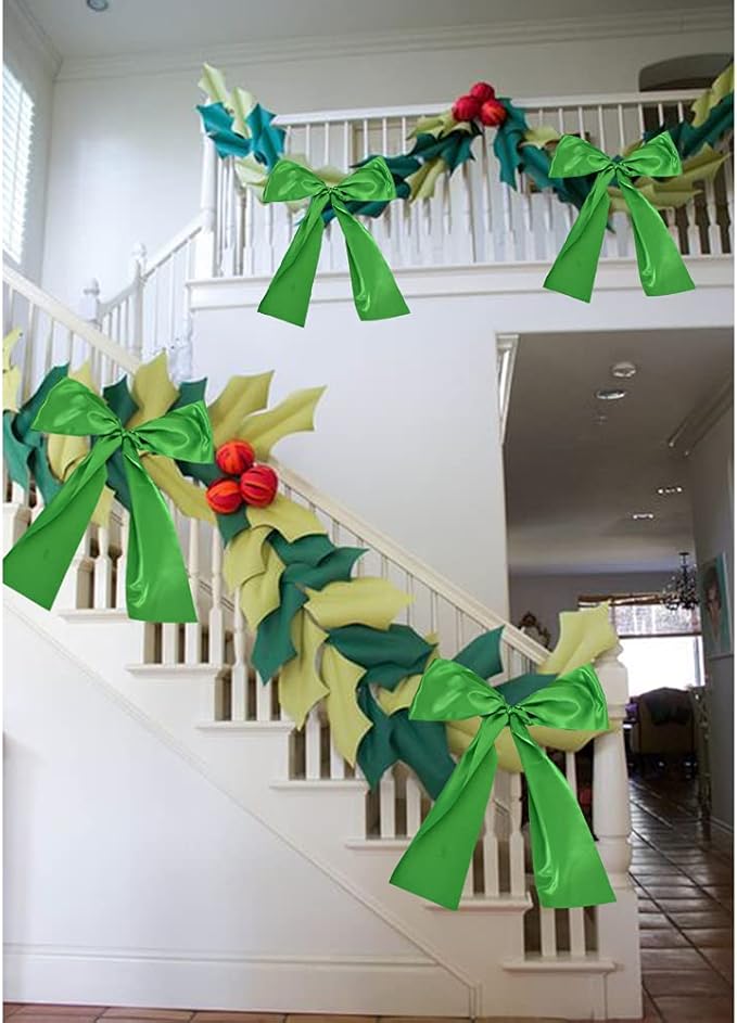 TONIFUL 4 Inch x 22 Yards Wide Green Satin Ribbon Solid Fabric Large Ribbon for Cutting Ceremony Kit Grand Opening Chair Sash Table Car Bows Gift Wrapping Wedding Party Decoration Christmas