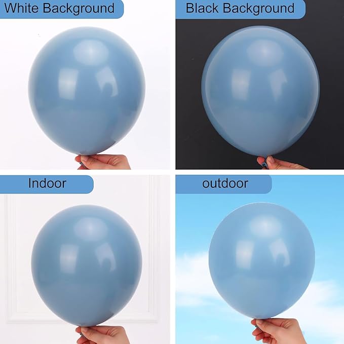 RUBFAC 135pcs Dusty Blue Balloons, Boho Neutral Blue Latex Balloon Different Sizes 18 12 10 5 Inch for Garland Arch Birthday Wedding Engagements Anniversary Baby Shower Party Supplies