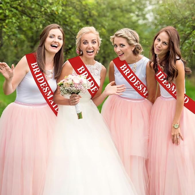4Pcs Red Satin Sashes - DIY Prom Queen Homecoming Pageant Bride Senior Christmas Wedding Birthday Graduation Birthday Halloween Party Bachelorette Party Sash Senior Wreath Sash Red Blank Sashes