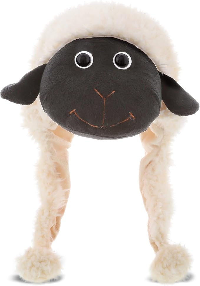 DolliBu Plush Hat – Super Soft Fleece Stuffed Animal Beanie with Ear Flaps, Cozy Warm Winter Hat for Kids – One Size