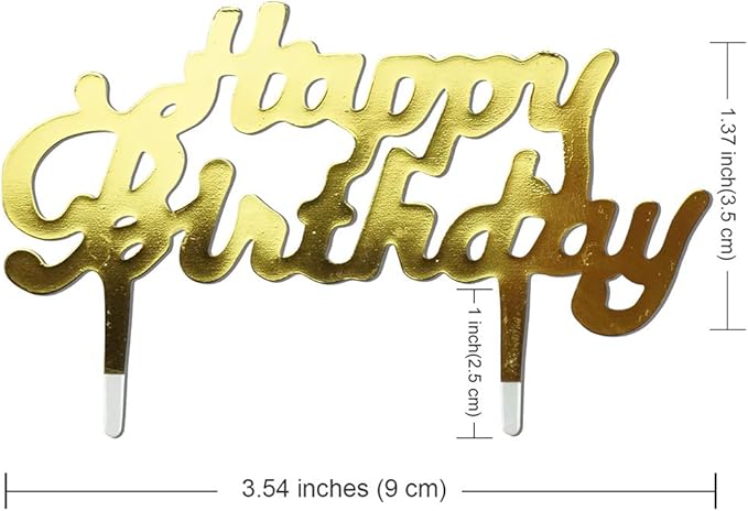 SaktopDeco 50 PCS Gold Small Plastic Happy Birthday Cupcake Cake Toppers Picks for Theme Party Dessert Table Decorations Supplies
