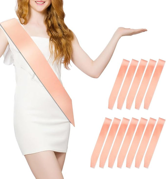 12 Pcs Blank Sash Party Favors Plain Sash Pageant Sash Satin Sash Pink Clay Sash Sashes for Birthday, Wedding, Graduation, DIY, Beauty Pageant, Hen Party, Homecoming, Make Your Own Sash