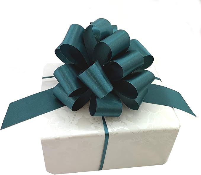 Teal Decorative Gift Pull Bows - 5" Wide, Set of 10, Wreath, Spring, Summer, Swag, Garland, Gift Basket, Presents, Birthday, Fundraiser, Classroom, Office, Decoration, Christmas, Easter