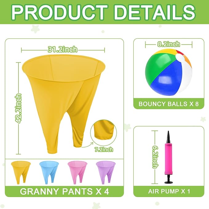 Granny Pants Yard Game Freaky Party Games Pants with Bouncy Balls and Air Pump Oversized Granny Pants Outdoor Game for Adults and Family Interactive Throwing Game for Group Gatherings