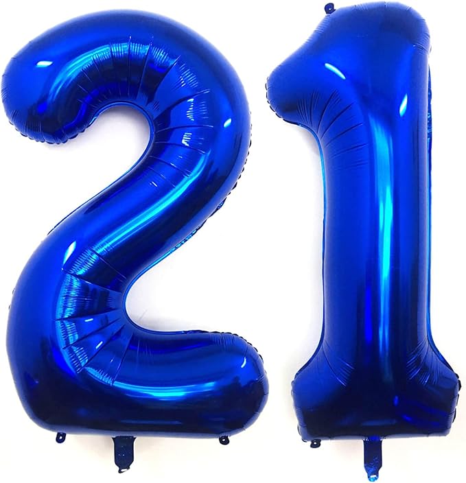 40 Inch Navy Blue 21 Number Balloons Giant Jumbo Huge 12 or 21 Foil Mylar Helium Number Digital Balloons Dark Blue Birthday Mylar Digital Balloons 12th 21st Birthday Anniversary Events Party