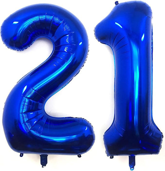 40 Inch Navy Blue 21 Number Balloons Giant Jumbo Huge 12 or 21 Foil Mylar Helium Number Digital Balloons Dark Blue Birthday Mylar Digital Balloons 12th 21st Birthday Anniversary Events Party