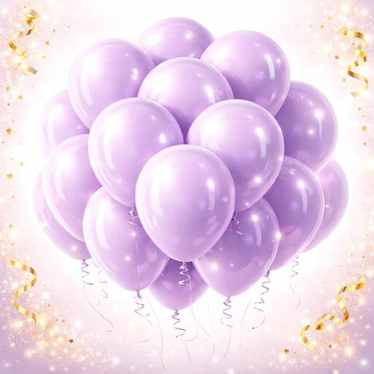 Pastel Purple 100 Pack, 12 Inch Lavender Light Purple Lilac Round Helium Balloons for Wedding Bridal Shower Baby Shower Birthday Party Decorations