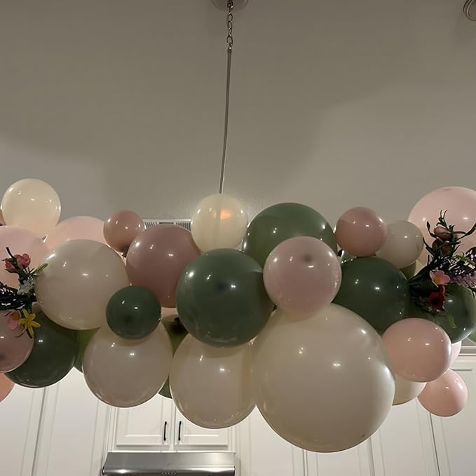 Baby in Bloom Balloon Arch Kit 139pcs Pastel Sage Green and Pink Balloon Garland for Boho Baby Shower Birthday Party Decoration