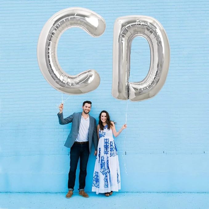TONIFUL 40 Inch Large Silver Letter C Balloons Helium Balloons,Foil Mylar Big Letter Balloons for 2026 New Year Eve Graduation Wedding Baby Shower Birthday Party Anniversary Supplies Decorations