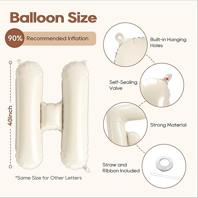 Beige HOME Balloons, 40 Inch Welcome HOME Cream White Letter Balloon for Housewarming Decoration, Large White Foil Letter Balloons Sign for Sweet Homecoming Party, Balloon Banner for Party Supplies