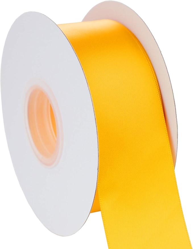 ITIsparkle 11/2" Inch Double Faced Satin Ribbon 25 Yards-Roll Set for Gift Wrapping Party Favor Hair Braids Hair Bow Baby Shower Decoration Floral Arrangement Craft Supplies, Maize Ribbon
