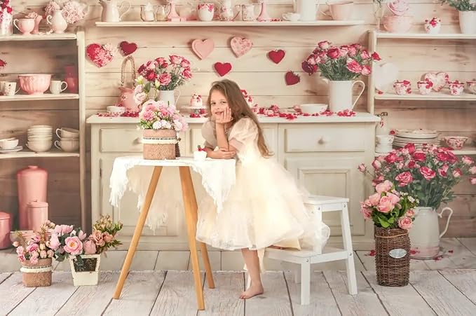 Kate Kitchen Photography Backdrop Children Sweet Kitchen Photo Background Birthday Party Photo Booth Props, 10x10ft