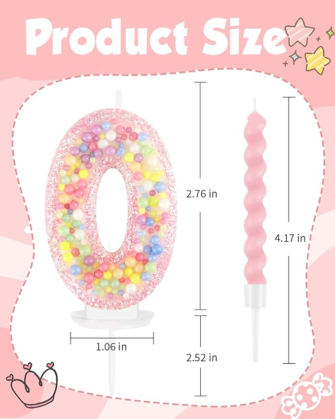 Birthday Candles for Cake, Macaron Number Candles, Cake Candles with Greeting Card for Birthday Party Wedding Anniversary Celebrations (0 Candle)