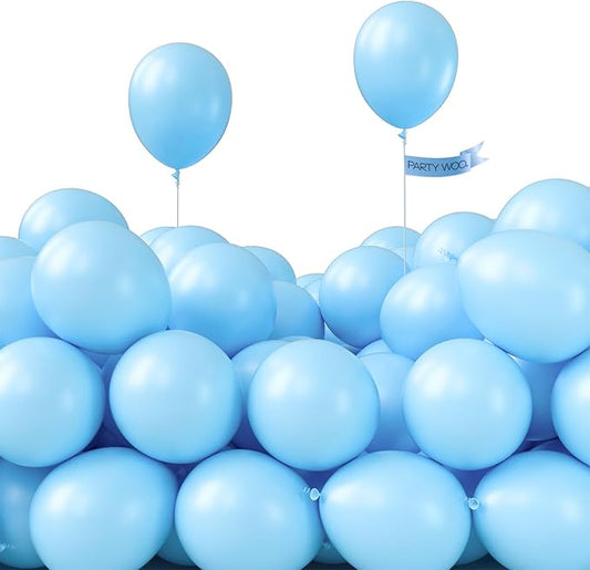 PartyWoo Light Blue Balloons 50pcs 5 Inch Small Mini Baby Pastel Sky Aqua Blue Balloons for Graduation Baby Shower Gender Reveal Weddings Anniversary Birthday Bachelorette Party Decorations Blue-Y4