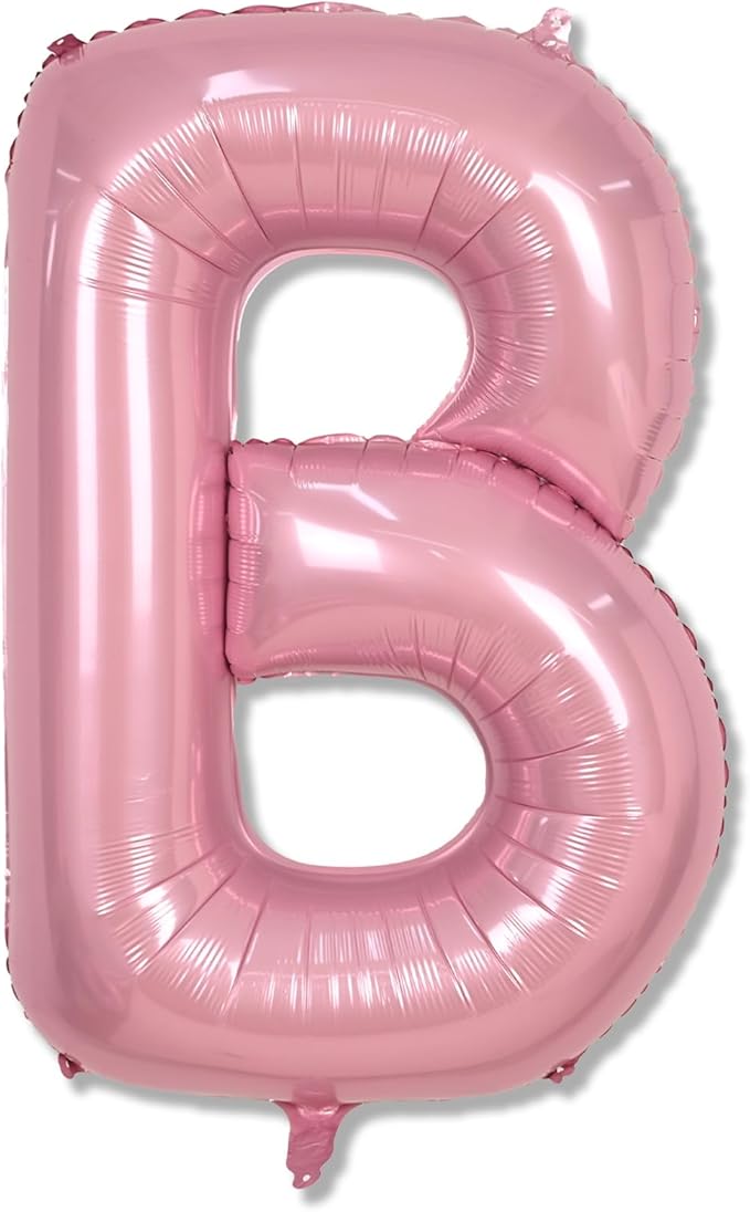 40 Inch Giant Pink Letter Balloon B, Foil Balloon Pastel Pink, Light Pink Helium Alphabet Balloon B Can Form Word OH BABY BRIDE, Mylar Letter Balloon for Women Birthday Party Decoration Supplies