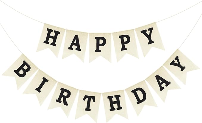Anwyll Happy Birthday Banner - NO DIY Burlap Happy Birthday Banner Sign Happy Birthdays Party Decoration Happy Birthdays Banners Bunting for Women Men Girl Boy Celebration Party Backdrops (Black)