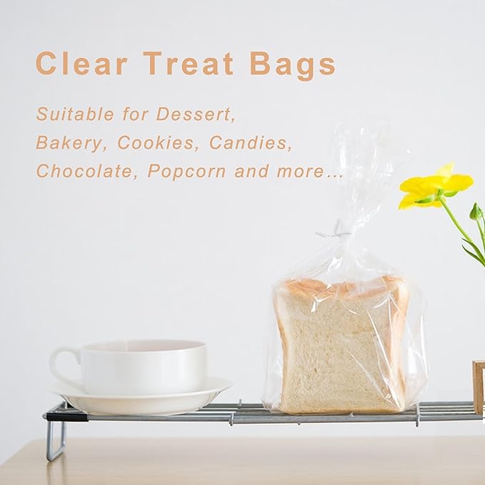 Aegero Halloween Cellophane Treat Bags, 200pcs Trick or Treat Goody Bags with 220pcs Twists for Snacks Cookies Packing, Party Supplies,Halloween 02