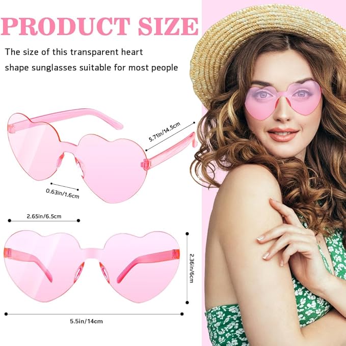 14 Pack Heart Sunglasses, Heart Shaped Sunglasses, Heart Glasses Bulk for Women, Rainbow Sunglasses for Valentine