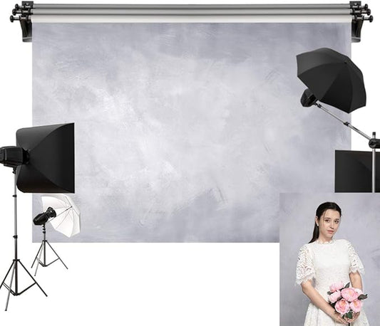 Kate 7x5ft/2.2m(W) x1.5m(H) Light Silver Backdrop Light Gray Retro Textured Abstract Photography Props Digital Printed Photoshoot Background