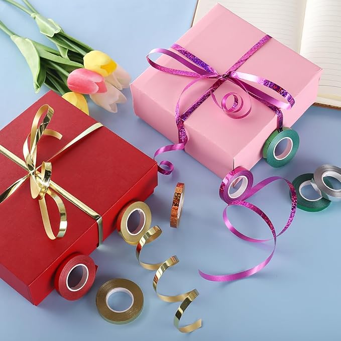 30 Rolls Glossy Metallic Curling Ribbons for 4th of July Decoration Independence Day Crafts Bows Present Wrapping Florist Wedding Party Festival Art Craft Decor, 11 Yards Per Roll, 3/16 Inch Wide