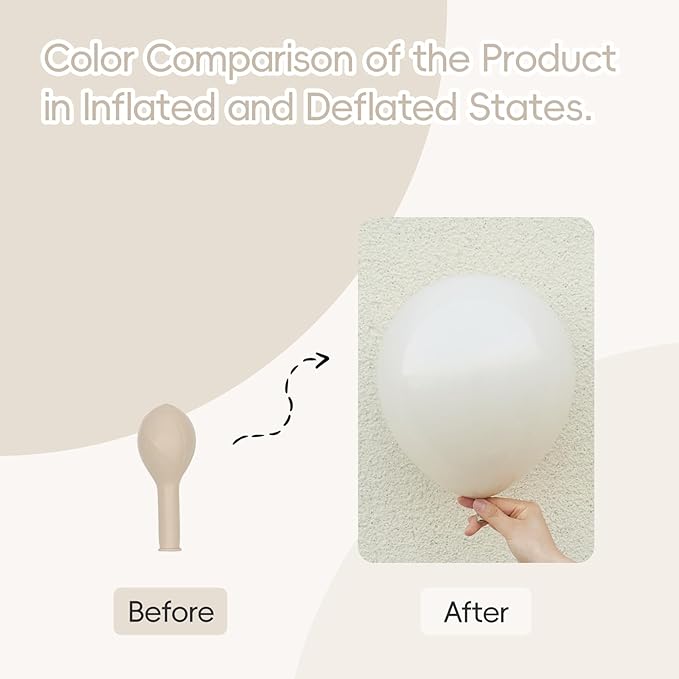 Awenztech 110pcs White Sand Cream Balloon Arch Garland Kit, 18 12 10 5 inch Ivory Beige Balloons Different Sizes for Birthday Party Decorations