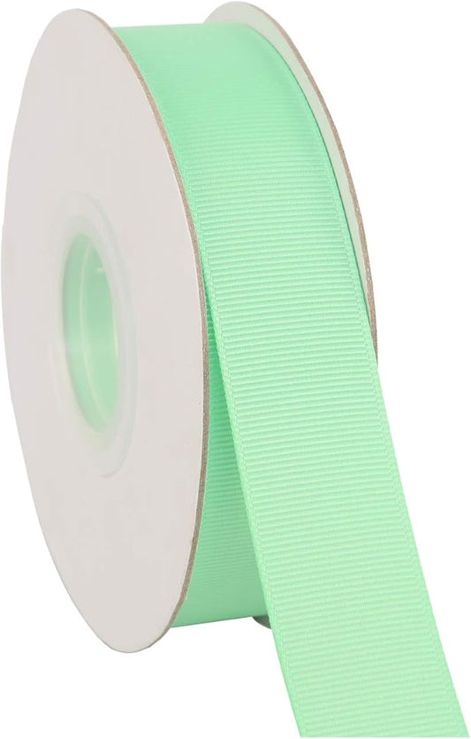 Ribbonitlux 1" Wide Solid Grosgrain Ribbon 25 Yards (530-Mint）, Set for Gift Wrapping, Party Decor, Sewing Applications, Wedding and Craft