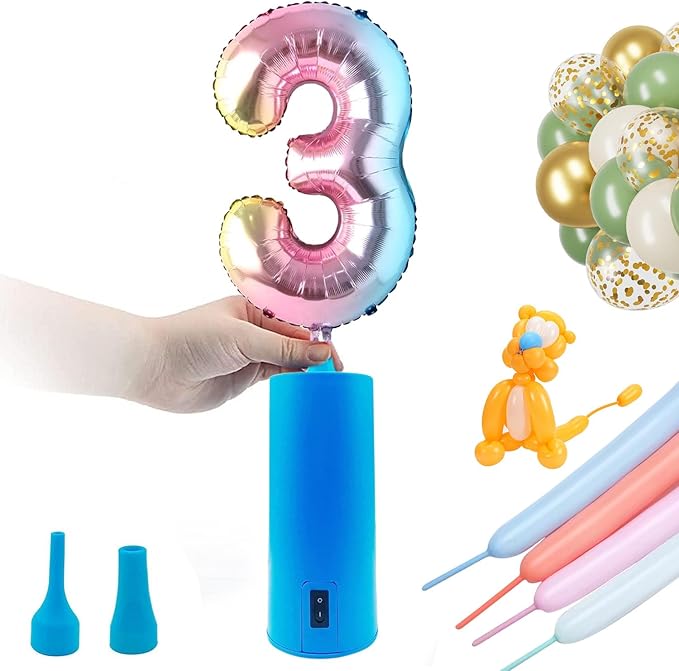 Balloon Pump Electric Air Pump for Balloons Portable Balloon Inflators Blower Machine for Birthday Party Balloon Decorations for Long Animal Twisty Curly Balloon, Foil Balloons(12V 18W)