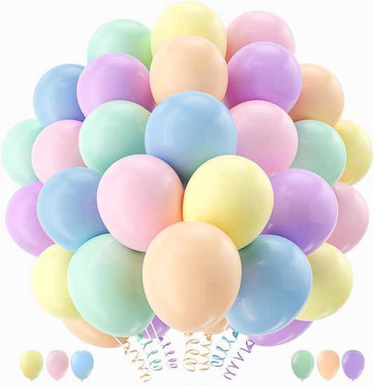160 Pack Pastel Balloons 12 Inch Pastel Rainbow Multicolor Macaron Balloons for Party Baby Shower Gender Reveal Easter Decorations