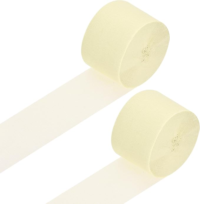 Crepe Paper Roll, Beige Crepe Paper Streamers Sheets, [for Party Streamer Decorations, Birthday Party] - 1.8 Inch x 82 ft / 2 Roll