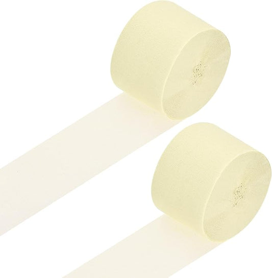 Crepe Paper Roll, Beige Crepe Paper Streamers Sheets, [for Party Streamer Decorations, Birthday Party] - 1.8 Inch x 82 ft / 2 Roll