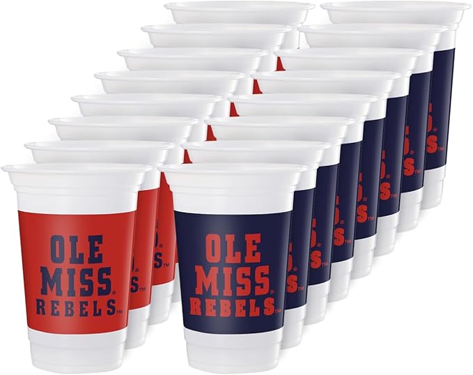 Westrick Ole Miss Rebels 16oz Plastic Cups, 16 Pack – Officially Licensed University of Mississippi Disposable Party Cups with Logo – Tailgating, Game Day, Graduation Parties & Fan Celebrations