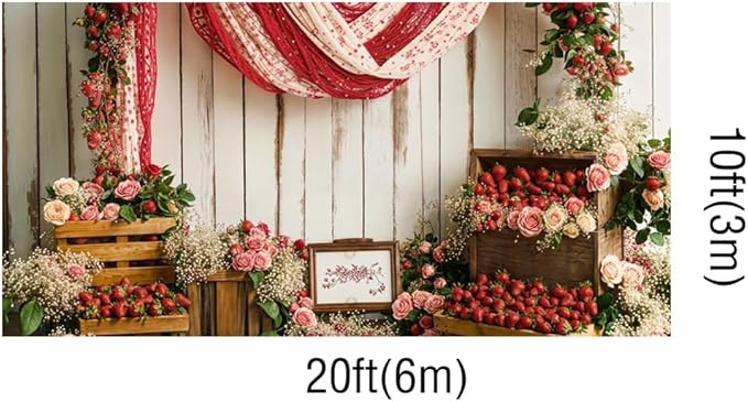 Kate 20x10ft Pink Flowers Wall White Angel Wings Princess Photography Backdrops Girl Portrait Background