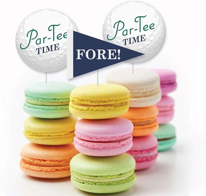 Big Dot of Happiness Par-Tee Time - Golf - Dessert Cupcake Toppers - Birthday or Retirement Party Clear Treat Picks - Set of 24