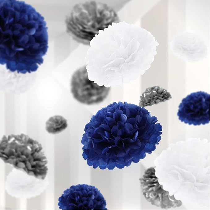 Lightingsky 10pcs Paper Tissue Pom Poms DIY Flowers Ball for Wedding Party Home Decoration (4 inch, Silver)