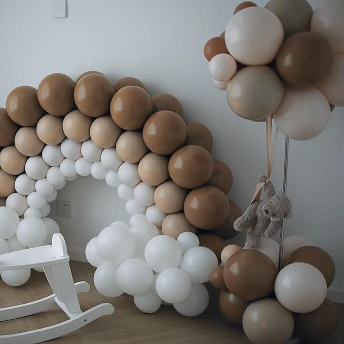 Voircoloria 130pcs Brown Balloons Different Sizes 18" 12" 10" 5" Dark Brown Party Latex Balloons for Birthday Baby Shower Gender Reveal Graduation Wedding Anniversary Party Decorations