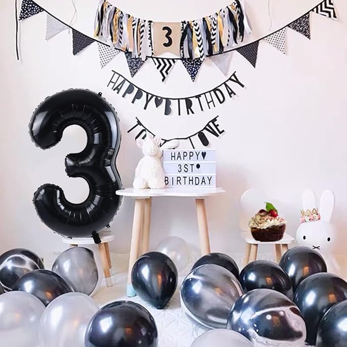 TONIFUL 40 Inch Black Large Numbers 0-9,Number 6 Digital 6 Helium Balloons,Foil Mylar Big Number Balloons for 2026 Graduation 2026 New Year Eve Birthday Party supplies Decorations
