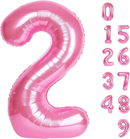 2 Numbers Balloon 40 Inch Pink Two Balloon Number Birthday Decor, 2nd 12 21st Party Celebration Decorations Graduations Wedding Baby Shower