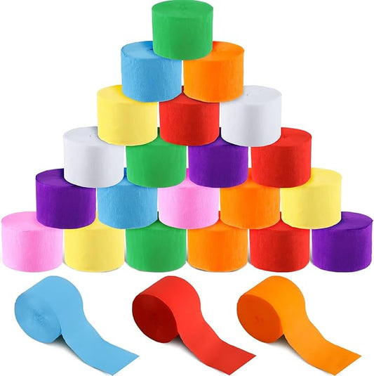Noveread 72 Rolls Crepe Paper Streamers Roll 8 Colors Rainbow Party Decoration Streamers for Birthday Party Wedding Ceremony Baby Shower DIY Crafts