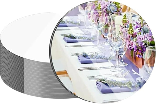 12inch Round Mirror Plates for Centerpieces, 8PCS 2mm Thickness Acrylic Circle Mirror Trays Craft DIY Mirrors Candle Plates for Table Centerpieces Wedding Christmas Valentine Party Decorations