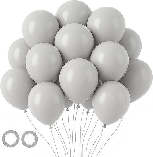 Voircoloria 105pcs Light Gray Balloons 12inch Party Latex Balloons for Boys Girls Birthday Baby Shower Gender Reveal Wedding Sunflower Party Decorations