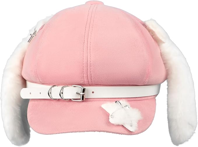 JIAHG Sweet Puppy Ears Beret Hat Cute Bunny Animal Ear Lolita Cabbie Cap Adjustable French Painter Y2K Fashion Beanie Cap