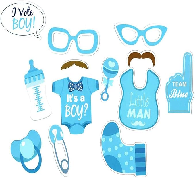 VstarOne 30pcs Birthday Photo Booth Props Party Supplies Birthday Party Photo Props Baby Models Glasses Pacifier Beard for Kid Shower Party Birthday Party Decorations