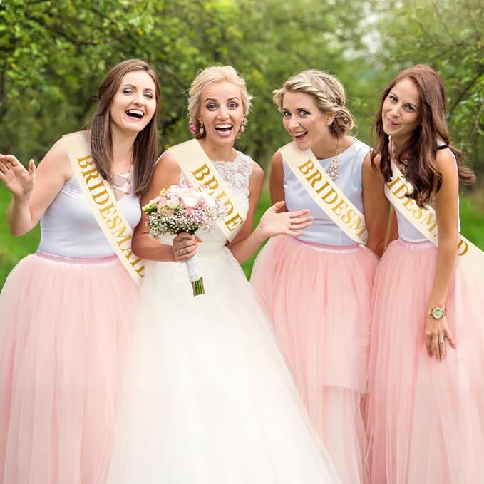 4Pcs Champagne DIY Blank Sash for Prom Queen, Homecoming, Pageant, Wedding Anniversary Christmas Party Satin Sash for Graduation, Birthday, Halloween Bachelorette Party, DIY Sashes with Safety Pin