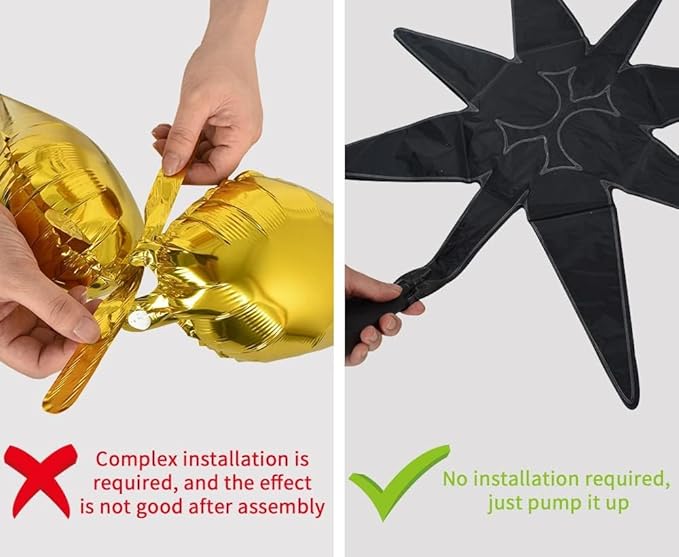 TONIFUL 8 Pcs Black Rose Gold Foil Balloons Large Star Balloons Explosion Star Mylar Balloons for Party Backdrop Christmas New Year Birthday Wedding Baby Shower Anniversary Photo Booth Supplies