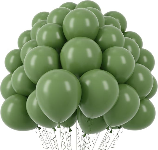 Voircoloria 110pcs Sage Green Balloons 12inch Olive Green Latex Party Balloons for Graduation, Wedding, Birthday, Bridal Shower, Baby Shower, Anniversary Party Decorations