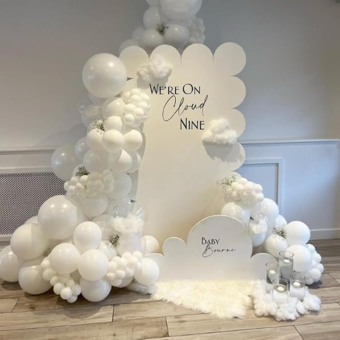Awenztech 120pcs White Balloon Arch Kit, 18 12 10 5 inch White Latex Balloons Different Sizes Balloon Garland for Engagement Bachelorette Bridal Shower Wedding Party Birthday Decorations