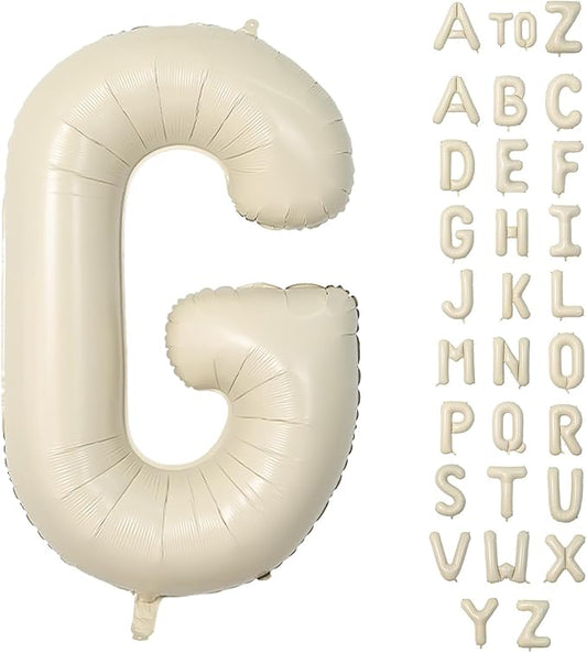 Biapian 40 Inch Giant Cream G Foil Balloon - Big Single Alphabet A-Z Balloons for Birthday, Baby Shower, Wedding, Anniversary Party Decoration
